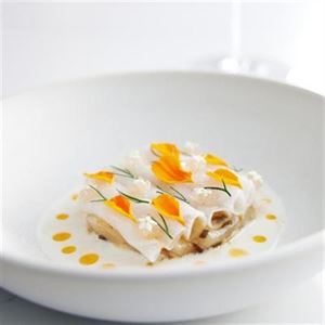 Cured Scallop, Finger Lime, Pickled Radish, Buttermilk, Salted Kombu - Recipe by Chef Brian Cole