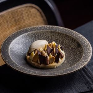 Almond Dacquoise, Chocolate Cremeux, Whipped Ganache, Almond and Miso Ice Cream- Chef Recipe by Geoff Abel