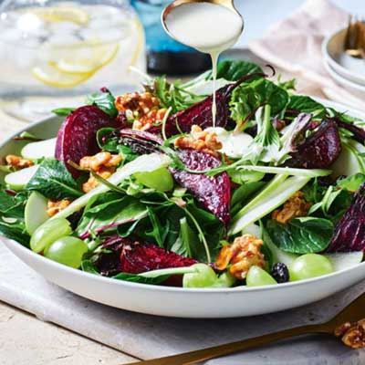 Beetroot and Grape Waldorf Salad with Honey Walnuts